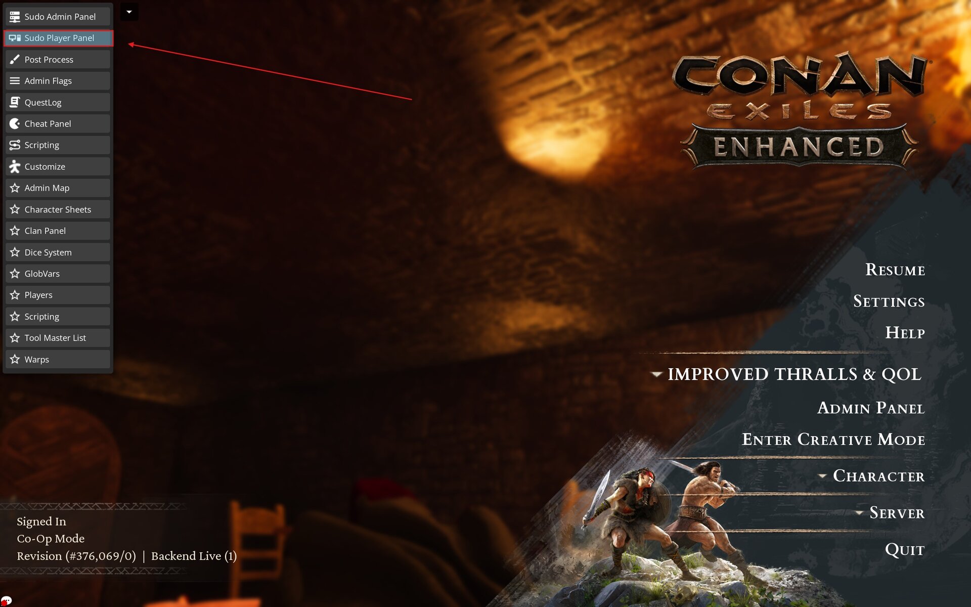 Step 1 showing the Conan Exiles pause menu
